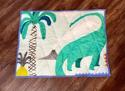  Anthropologie Estándar Niños Sham Dinasour Estampado Mixto Verde Acolchado1 Único Nuevo con Etiquetas Foto 1 de 4