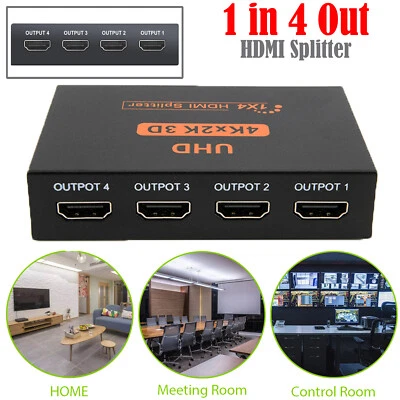 HDMI 1.4 Splitter 1 in 4 Out Duplicator Full Ultra HD 1080P 4K/2K 3D Resolution - Image 1 of 4