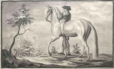 Dibujo del siglo XVIII - Johann Elias Ridinger (atribuido) - Caballo y jinete Foto 1 de 4