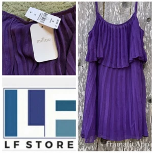 * Nuevo con etiquetas Vestido plisado en capas transparentes berenjena talla mediana $168 millau lf1 - Imagen 1 de 4
