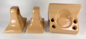 Piastrelle da recupero vintage in bagno accessori ceramica marrone chiaro lotto di 3 - Foto 1 di 18