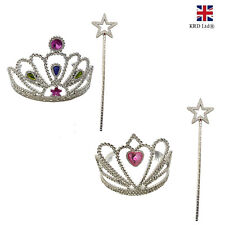 Tiara & Wand Set Kids Girls Princess Crown Magic Wand Fancy Dress Accessory UK