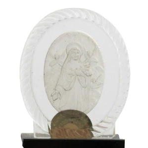 Vintage deutsche Säure geätzt Frost und klar Kristall religiöse Madonna Ornament - Bild 1 von 5