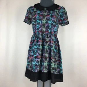 Olsenboye Fit & Flare Dress Girls 9 Blue Floral 100% Polyester Short Sleeve Zip - Picture 1 of 12