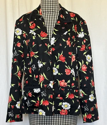 Blazer Alfred Dunner Mujer Talla 12 Floral Ladybug Margarita Algodón Elástico Forrado Foto 1 de 4