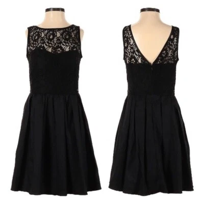 Aqua Lace Black LBD Cocktail Fit & Flare Lurex Sleeveless Dress Size 0 - Image 1 of 4