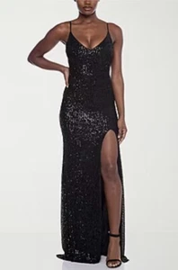 Junioren B. Elegantes Damen Pailletten Abendkleid Kleid schwarz Abschlussball Heimkehr Größe 9 - Bild 1 von 10