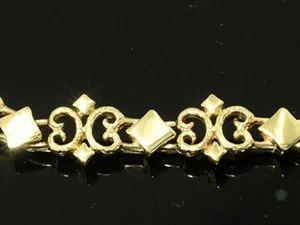 B012- Genuine Solid 9K Yellow Gold ORNATE Victorian Scroll link Bracelet 18.5cm - Picture 1 of 5