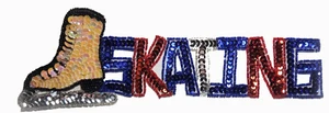Roller Skate Skating Patch Sequined Beaded Applique Sew-On Adornment Vintage - Picture 1 of 3