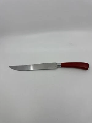 Cuchillo para tallar mango rojo vintage de 12" posible baquelita cocina de mediados de siglo Foto 1 de 4