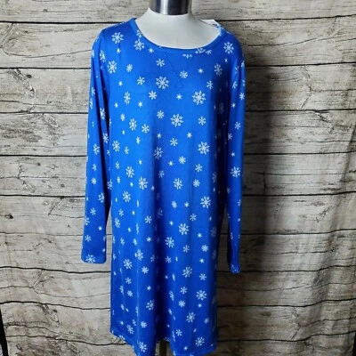 Camisón Charter Club Damas Talla M Largo Sl Tejido Suave Copo de Nieve  Foto 1 de 4