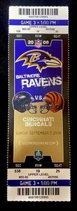 Boleto de novato debut A2 Joe Flacco NFL 7/09/2008 Baltimore Ravens 1st Td Bengals - Imagen 1 de 3