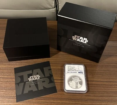2018 Niue $5 2oz Fine Silver coin Star Wars YODA UHR NGC PF70 FR UC - Image 1 of 4