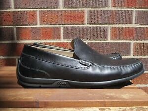 Ecco Loafers Mens US 10 EU 44 Black Leather Shoes Slip On Penny Casual Comfort