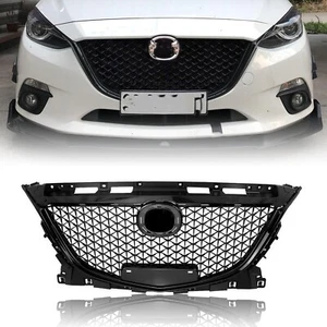 Front Upper Grille Honeycomb Grill For Mazda 3 Axela 2014-2016 Sedan Black JU - Picture 1 of 10