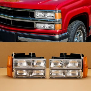 Pair of Headlights Bumper Lamps for 94-98 Chevy Silverado C10 C/K 1500 2500 3500 - Picture 1 of 13