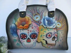Anuschka Sugar Skull Leather Satchel Hand-Painted Purse – NWT – Style 689-CDA - Picture 1 of 12