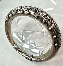 Antique Vintage Silver Plated Chinese Bangle Bracelet 32g
