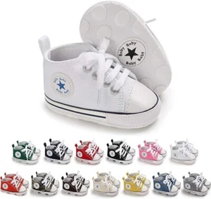 Baby Infant Classic Canvas Baby Shoes Boy/ Girl Soft Sole Size 0-18 Months - Picture 1 of 87