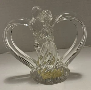 Vintage Lenox Crystal Glass Heart Wedding Cake Topper Bride Groom Ex Cond - Picture 1 of 3