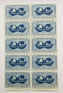 Block of 10 stamps - Scott 1070 - 3 cent - Atoms for Peace - 1955 - Unused - Picture 1 of 2