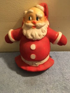 VINTAGE PLASTIC FRONT METAL BACK SANTA CLAUS FIGURE CHRISTMAS DECORATION RARE - Picture 1 of 12