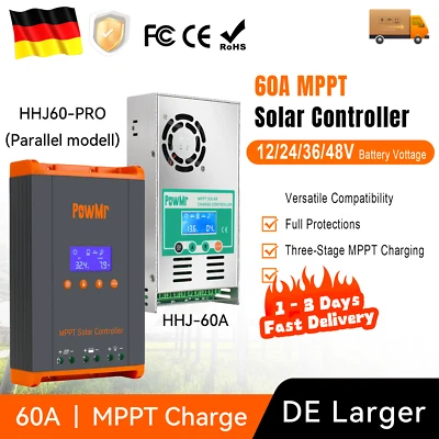 PowMr 60A MPPT Laderegler für 12V 24V 48V Solar Panel Controller Regulator LCD - Bild 1 von 4