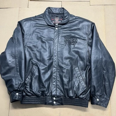 VTG USA Leather Embroidered Racing Jacket JH Design Roush Racing Mens XXL - Image 1 of 4