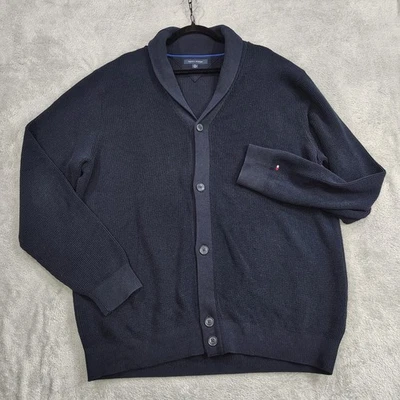 Tommy Hilfiger Mens XXL NAVY Shawl Collar Button Down Cardigan Sweater - Image 1 of 4