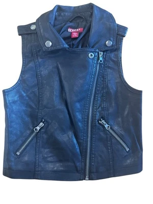 Chaleco Bongo Niñas Imitación Cuero M Negro Motociclista Núcleo Niños Cadera Años 80 90 Usado en Excelente Condición Cremallera Foto 1 de 4