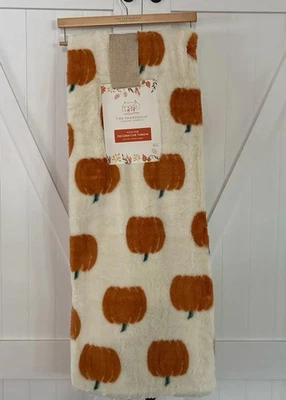 Manta Rachel Ashwell Naranja Calabaza Imitación Piel Acción de Gracias Otoño Decoración NUEVO Foto 1 de 4