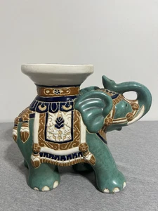 Vintage Ceramic Elephant Garden Stool Plant Stand 13" Tall Boho Decor Patio Tabl - Picture 1 of 16