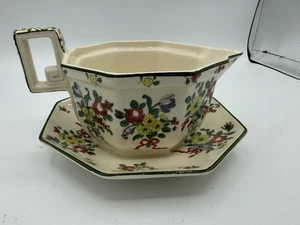 Vintage Royal Doulton Old Leeds Sprays Muster Sauciere mit Unterteller - Bild 1 von 8