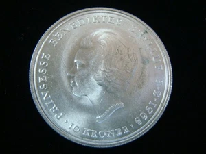 Denmark 1968 Silver 10 Kroner Brilliant Uncirculated KM#857 Nice! - Picture 1 of 2