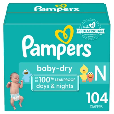 Pañales secos para bebé Pampers Super Pack - Recién nacido - 104ct Foto 1 de 4