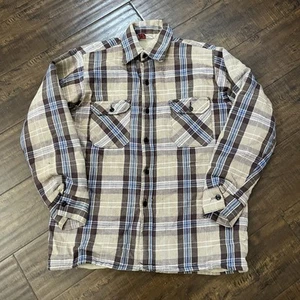Camisa de franela a cuadros vintage a prueba de heladas para hombre mediana beige con botones años 70 60 - Imagen 1 de 5