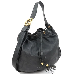 echt GUCCI ineinandergreifende G Schultertasche Leder schwarz 223951 Kostenloser Versand - Bild 1 von 17