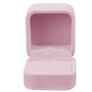 Caja de regalo de pendiente de anillo de compromiso de terciopelo rosa - Imagen 1 de 2