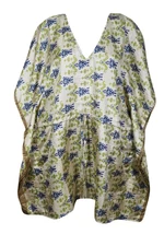 Women's Summer Kaftan Dress, Gray Blue Recycle Silk Tunic Kaftan, Luxurious M-XL