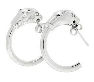 Silver Hoop Earrings Small 1" Panther. - Picture 1 of 5