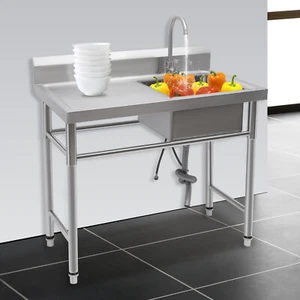 Fregadero de cocina fregadero 1 lavabo derecho fregadero de gas lavabo acero inoxidable 100x60 cm - Imagen 1 de 24