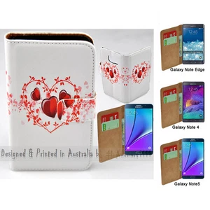 For Samsung Galaxy Note Series Love Branch Print Wallet Mobile Phone Case Cover - Picture 1 of 3