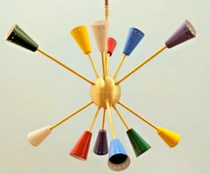 12 Arms Multicolored Cones Brass Chandelier Lamp Premium Light Fixture Pendent - Picture 1 of 5