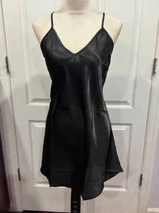 Women Lingerie Satin Nightgown Slip VNeck Black Thin & Soft Sz XL 31"Lx19"W - Foto 1 di 3