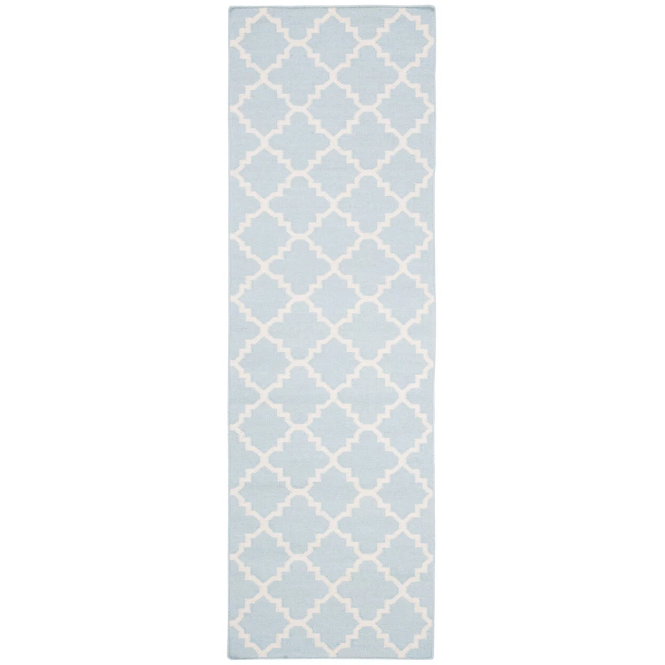 SAFAVIEH Dhurries DHU554B Light Blue / Ivory Rug - Image 1 of 4