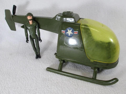 Vintage 1980's Gay Toys green plastic army helicopter with figure Cover