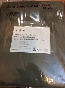 West Elm One (1) European Flax Linen Curtain 48x96 Dark Olive Green NWT - Picture 1 of 1