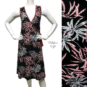 ANTHROPOLOGIE Charlotte Tarantola TROPICAL Print Stretch Wrap Dress S 4 6 CuTE! - Picture 1 of 11