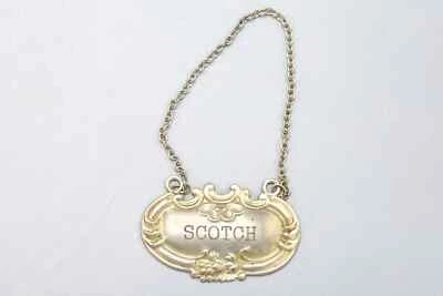 Etiqueta de licor americana vintage de plata esterlina, accesorio de botella escocesa, vajilla Foto 1 de 2
