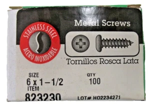 Tornillo para chapa 6 x 1-1/2" cabeza panorámica, Phillips, acero 100-PK - Hillman 823230 - Imagen 1 de 3